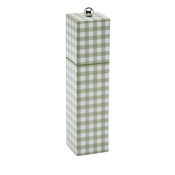 Addison Ross Sage Gingham Square Pillar Salt Or Pepper Mill