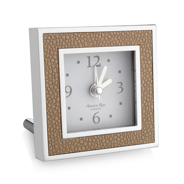 addison ross Sand Shagreen Square Silent Alarm Clock