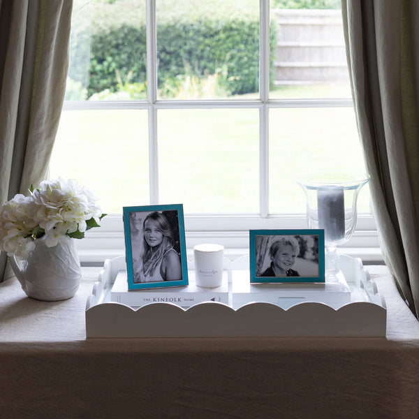 Addison Ross Silver Trim Aqua Blue Enamel Picture Frame