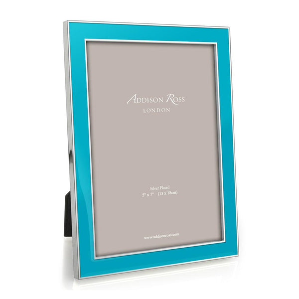 addison ross Silver Trim Aqua Blue Enamel Picture Frame