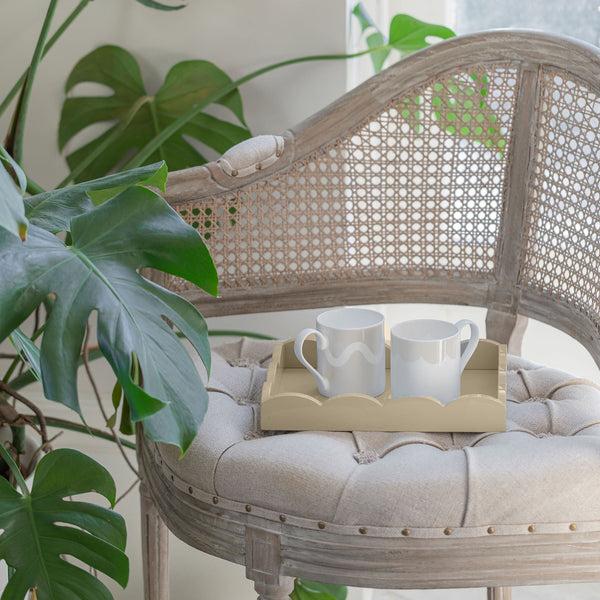 Addison Ross Small Chiffon Gray Scalloped Edge Tray