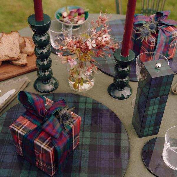 Addison Ross Tall Racing Green Bobbin Candlestick- 24cm