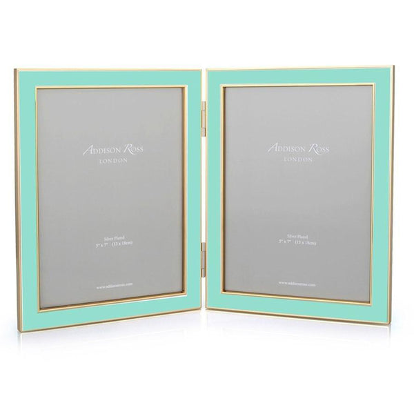 addison ross Turquoise Blue Enamel & Gold Double Frame