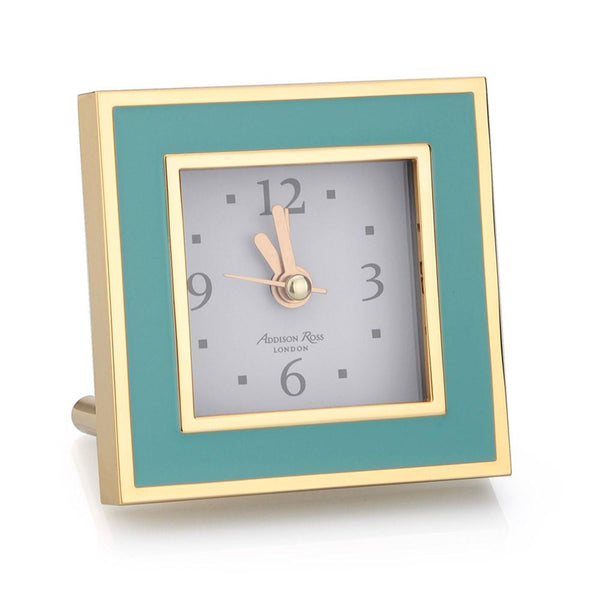 addison ross Turquoise & Gold Square Silent Alarm Clock