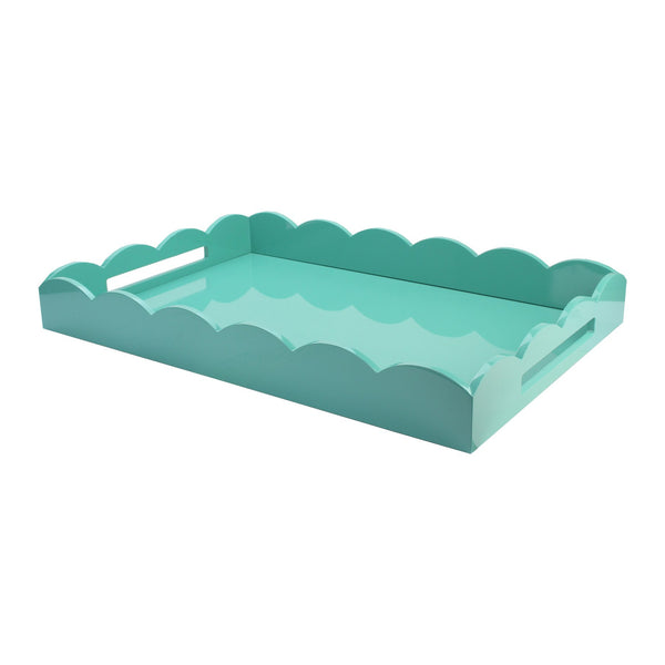 addison ross Turquoise Large Lacquered Scallop Ottoman Tray
