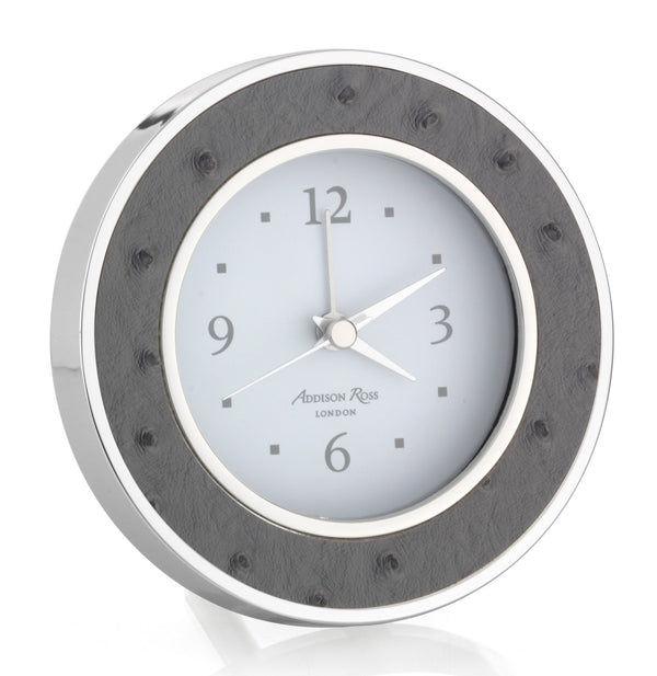 addison ross Twilight Ostrich Silver Silent Alarm Clock