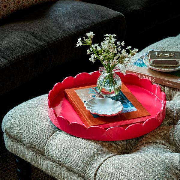 Addison Ross Watermelon Round Medium Lacquered Scallop Tray