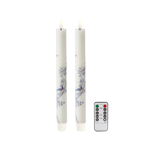addison ross White Chinoiserie Wax LED Candles - Set of 2