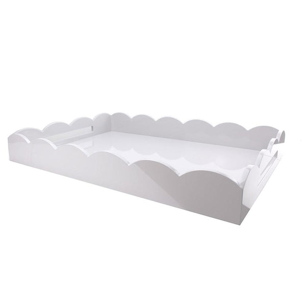 addison ross White Large Lacquered Scallop Ottoman Tray