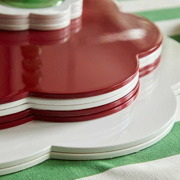 Addison Ross White Large Scallop Lacquer Placemats – Set Of 4