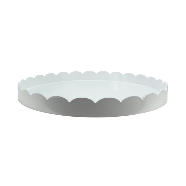 addison ross White Round Large Lacquered Scallop Tray