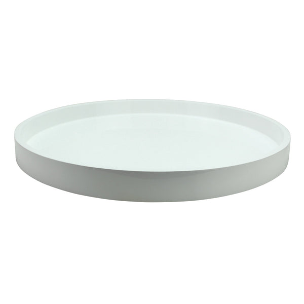 addison ross White Straight Sided Round Medium Lacquered Tray