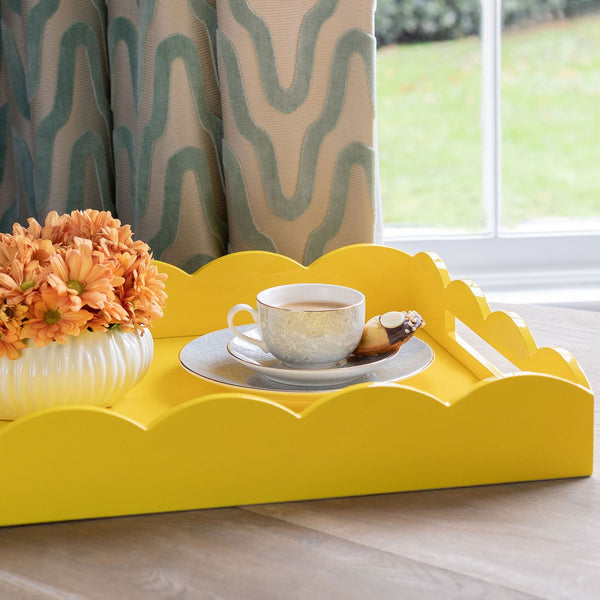 Addison Ross Yellow Large Lacquered Scallop Ottoman Tray