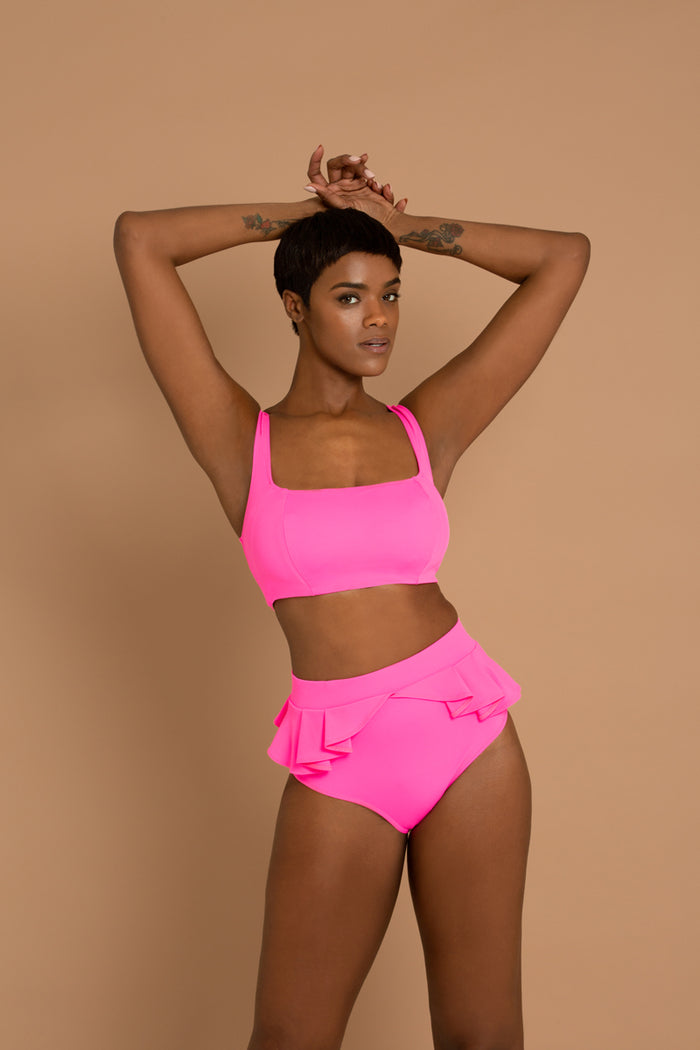 adina reay Antigua - Peplum High Waist - Bikini - Pink