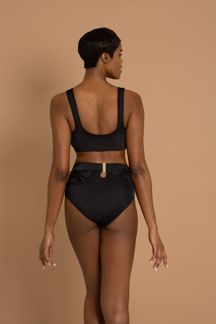 adina reay Antigua - Peplum High Waist - Bottoms - Black