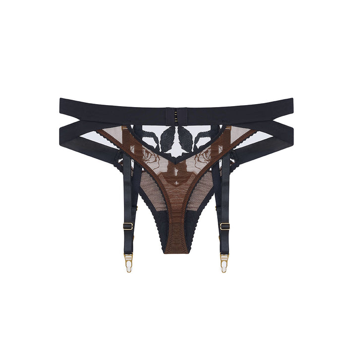 Adina Reay Bebe - Ouvert Thong With Suspender - Truffle