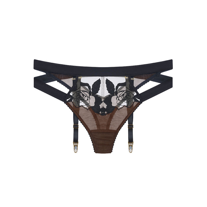 adina reay Bebe - Ouvert Thong with Suspender - Truffle