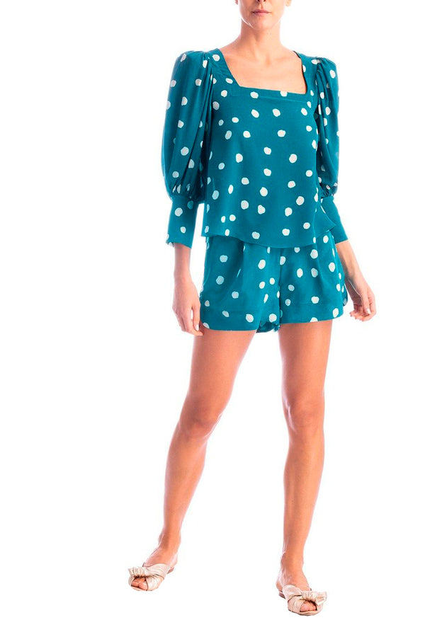 adriana degreas Aloe Pois Puff-Sleeves Blouse