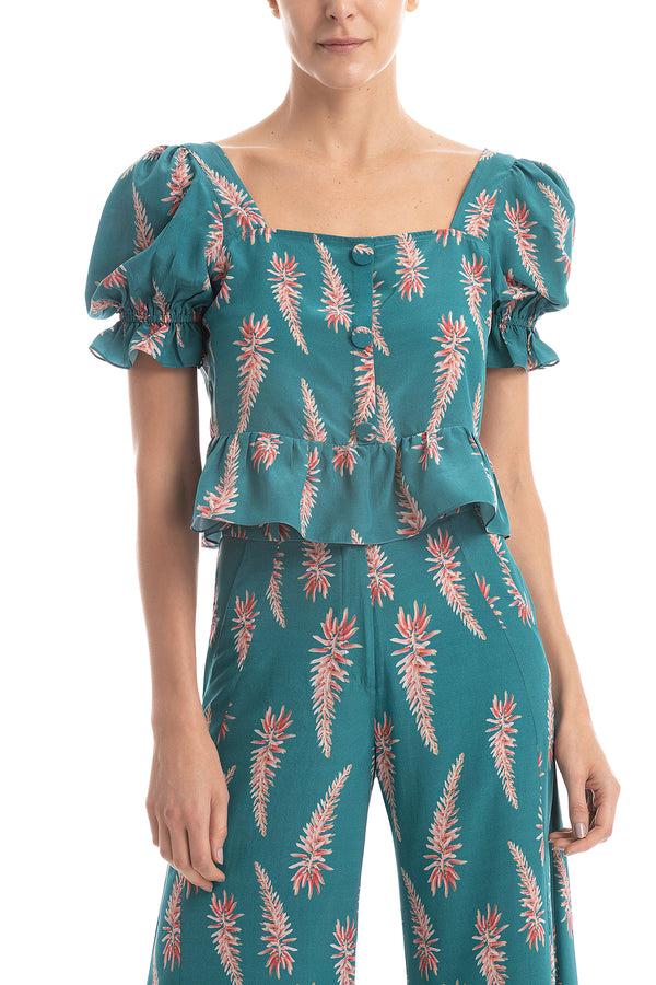 adriana degreas Aloe Vera Cropped Blouse