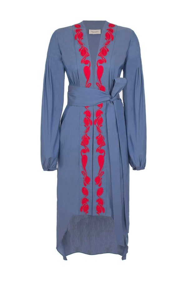 adriana degreas Arara Embroidery Long Robe
