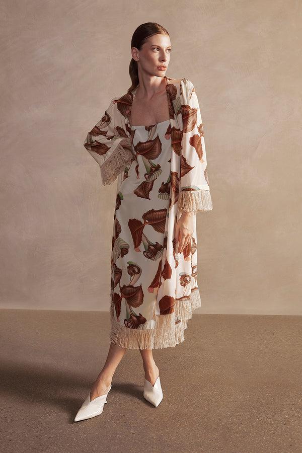 Adriana Degreas Arisaema Straw Midi Dress