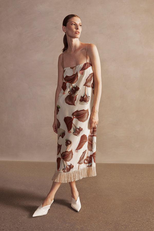 adriana degreas Arisaema Straw Midi Dress