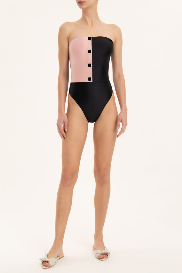 adriana degreas Bicolor Strapless Swimsuit