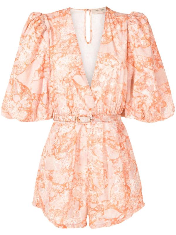 Adriana Degreas Bulles De Mer Puff Sleeve Playsuit