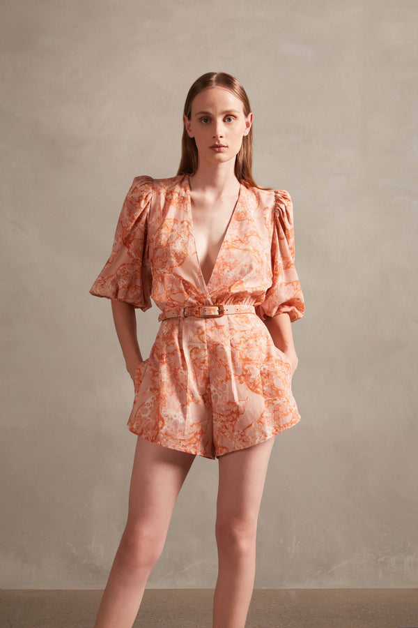 adriana degreas Bulles De Mer Puff Sleeve Playsuit