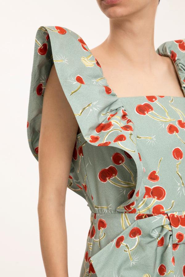 Adriana Degreas Cherry Bomb Ruffled Long Dress