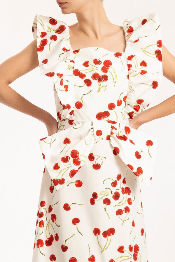 Adriana Degreas Cherry Bomb Ruffled Long Dress