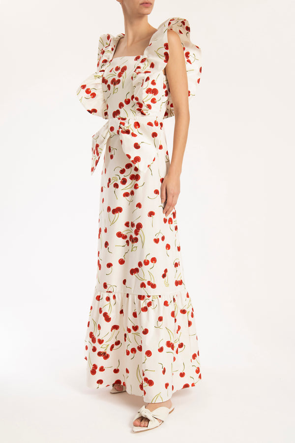 Adriana Degreas Cherry Bomb Ruffled Long Dress