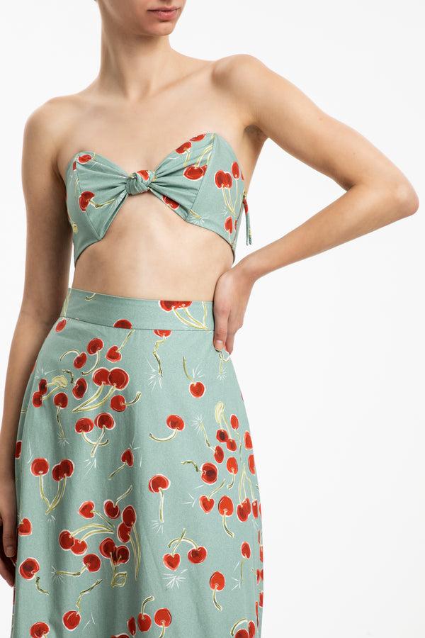 Adriana Degreas Cherry Bomb Strapless Top