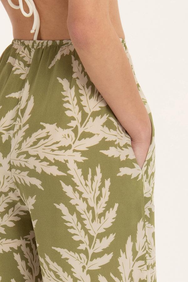 Adriana Degreas Classic Foliage Wide-Leg Pants