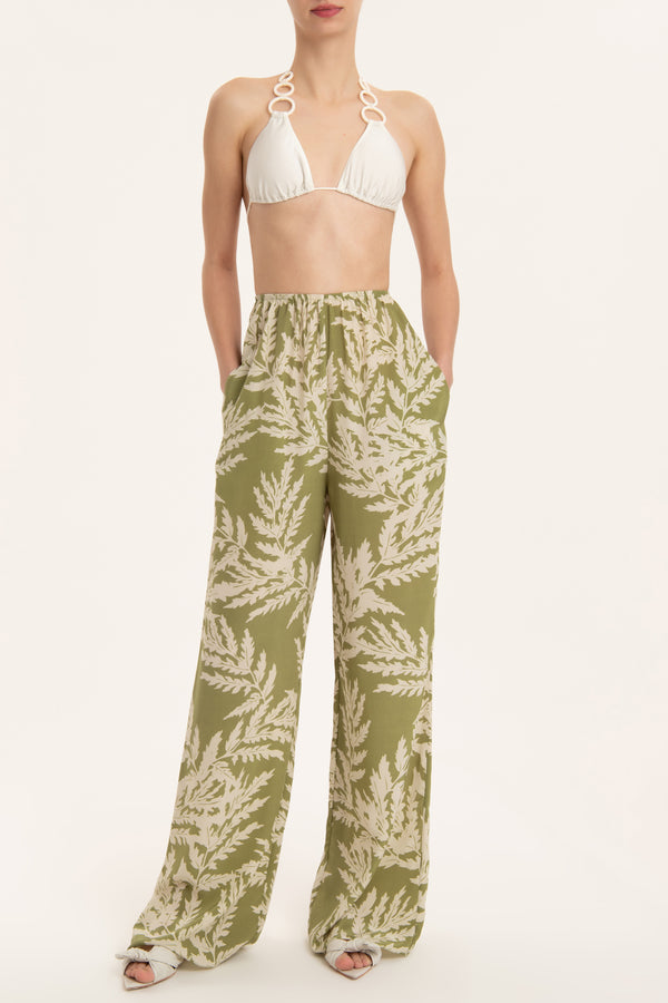adriana degreas Classic Foliage Wide-Leg Pants
