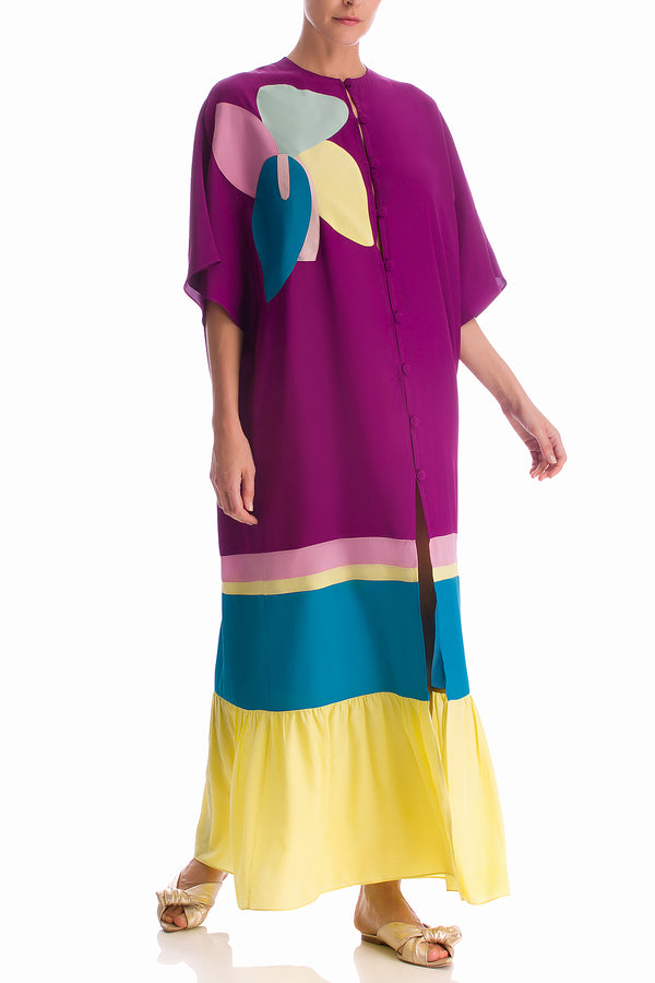 adriana degreas Colorful Flowers Long Kaftan