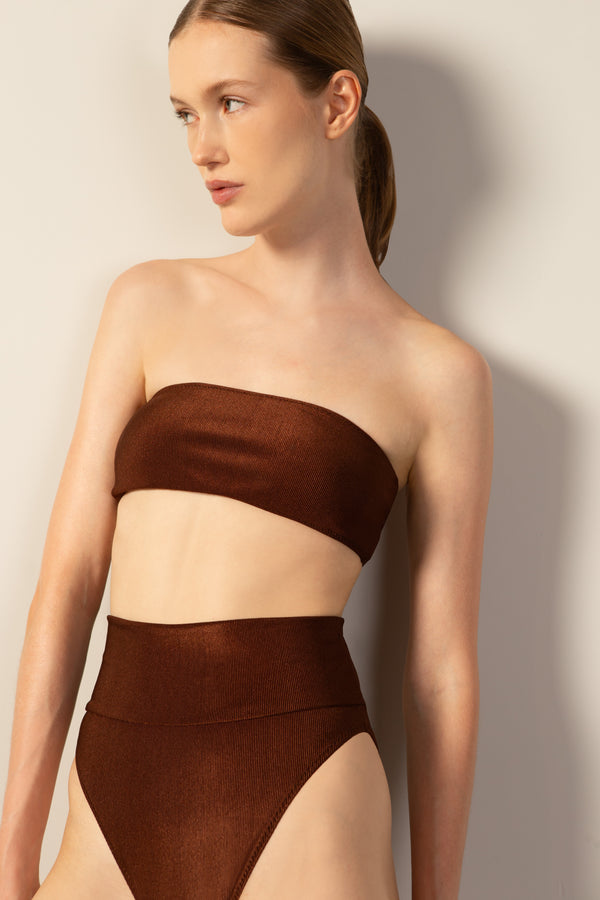 Adriana Degreas Corduroy High-Leg Bandeau Bikini