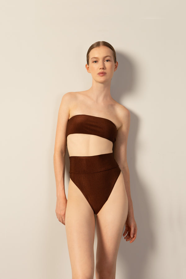 adriana degreas Corduroy High-Leg Bandeau Bikini