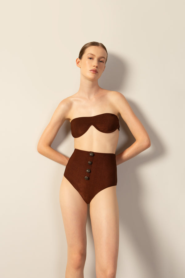 Adriana Degreas Corduroy High-Leg Strapless Bikini
