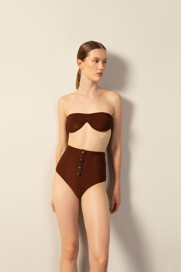 adriana degreas Corduroy High-Leg Strapless Bikini