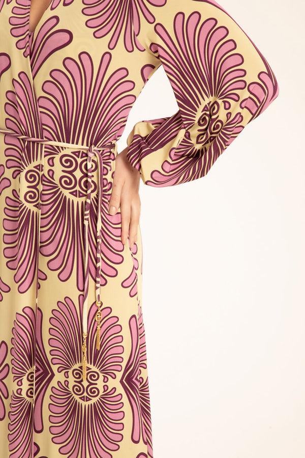 Adriana Degreas Deco Shell Long Robe With Sash