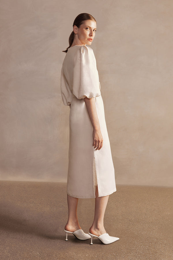 Adriana Degreas Demi Pois Puff-Sleeved Midi Dress