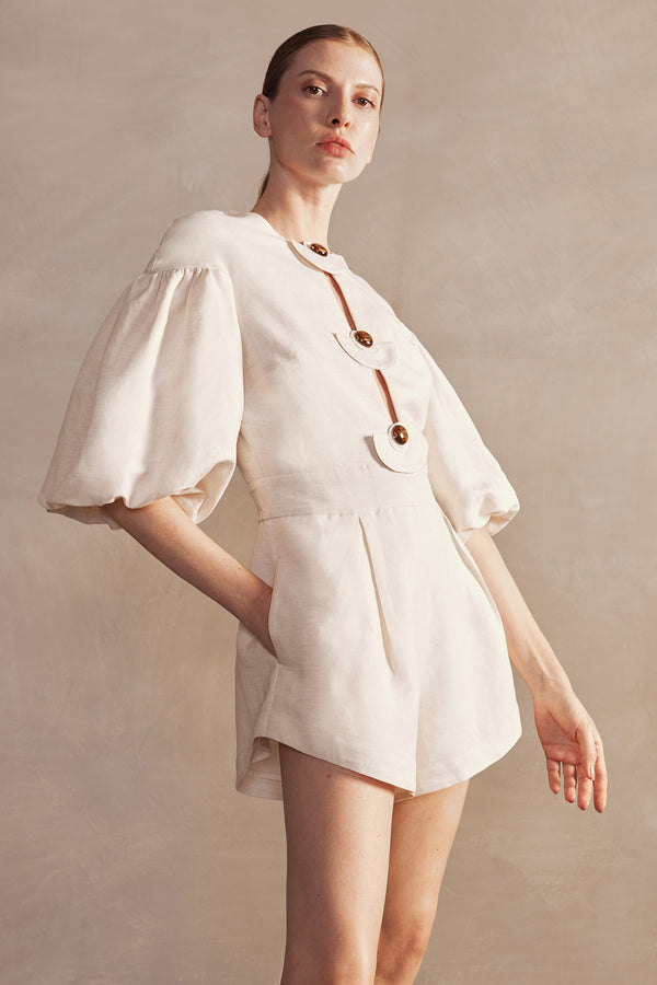 Adriana Degreas Demi Pois Puff-Sleeved Playsuit