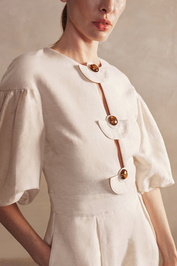 Adriana Degreas Demi Pois Puff-Sleeved Playsuit