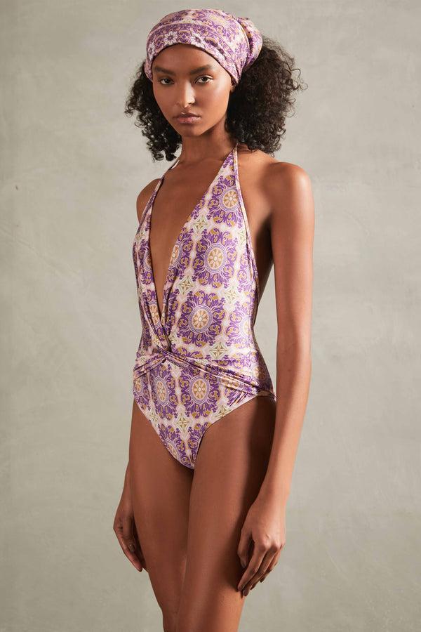 adriana degreas Exotic Coral Halterneck Swimsuit