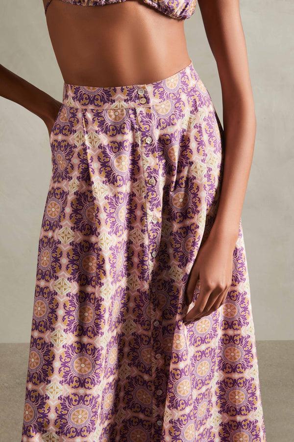 Adriana Degreas Exotic Coral Long Skirt