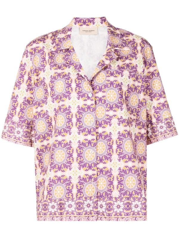 Adriana Degreas Exotic Coral Short-Sleeved Shirt