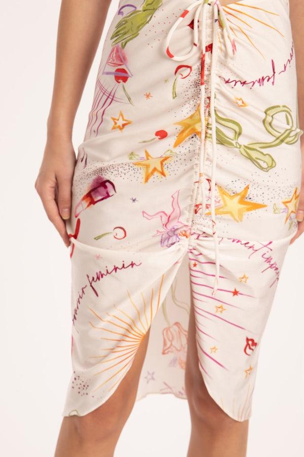 Adriana Degreas Fantasy Frilled Midi Skirt