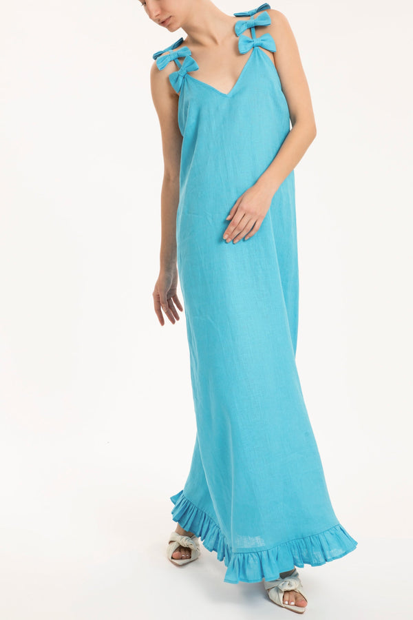 Adriana Degreas Fantasy Solid Long Dress With Bows