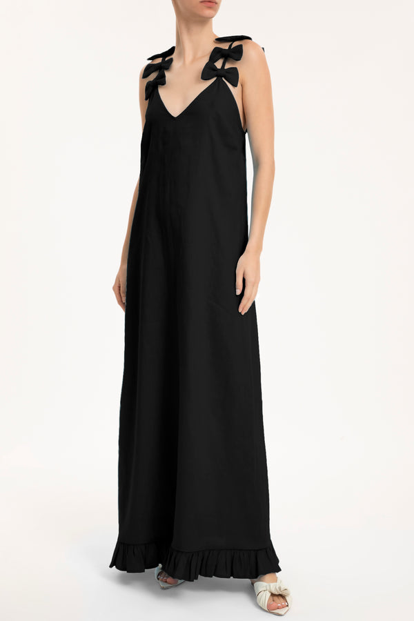 Adriana Degreas Fantasy Solid Long Dress With Bows